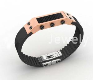 China Top Quality Europe Fashion Stainless Steel Genuine Leather Silicone Bangle Bracelet ADB242 wholesale