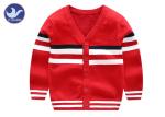 Red V Neck Boys Cardigan Sweater Children Cotton Knitted Outwear For Spring /