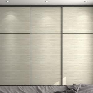 China Custom Fitted Sliding Door Wardrobe Wooden Walnut For Master Bedroom wholesale
