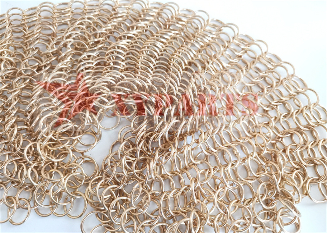 20MM Decorative Metal Ring Mesh Curtain PVD Rose Gold Color