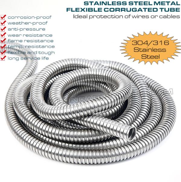 304/316 Stainless Steel Flexible Corrugated Conduit DN20 (Ø20mm x Ø24.3mm) 50M