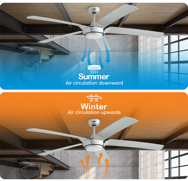 Remote Control LED Ceiling Fan High Airflow 5 Blades 65 Inches 2- with Light and Remote