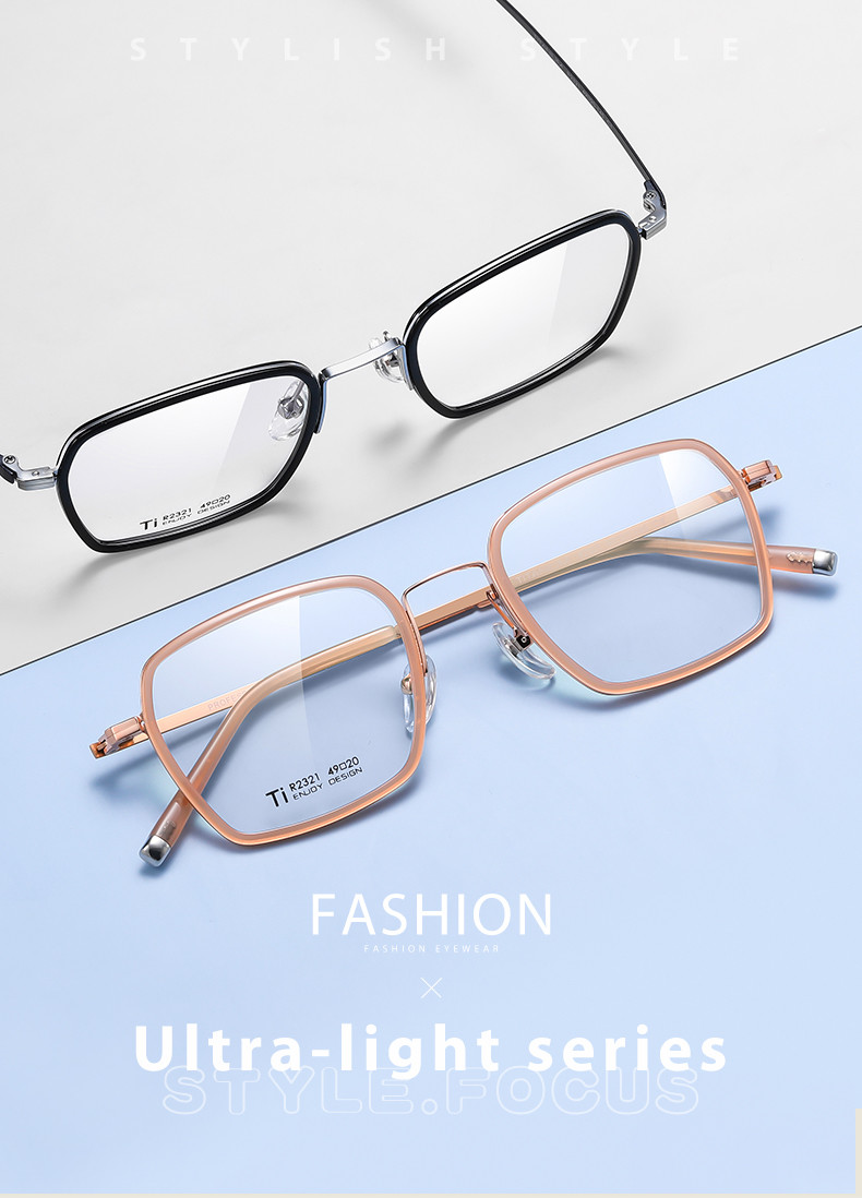 Computer Acetate Reading Glasses Titanium Square Prescription