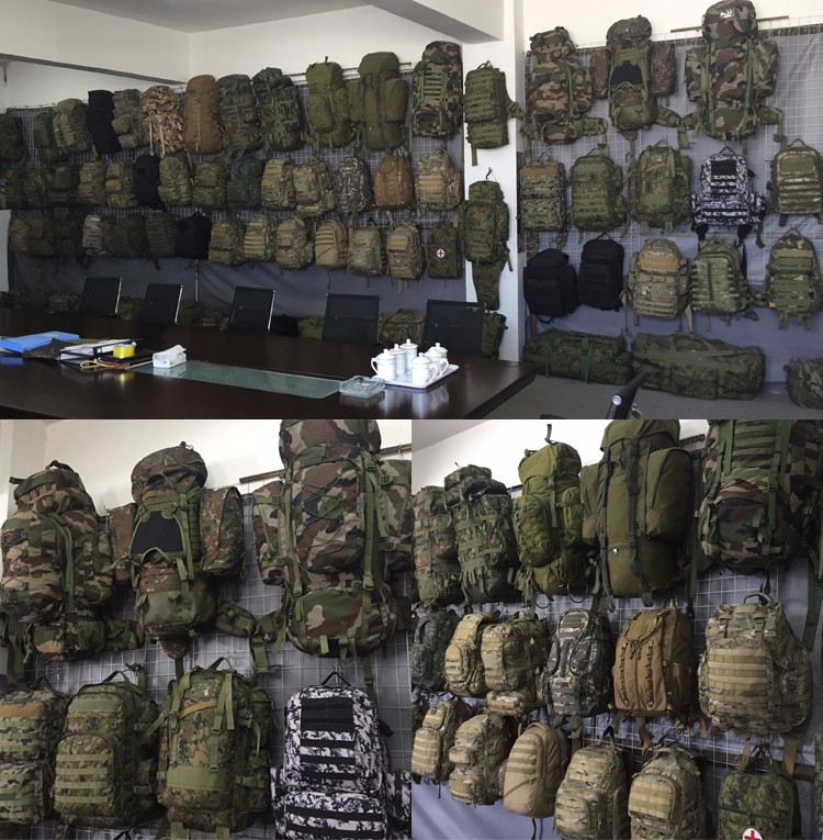 Large 50l Molle Tactical Backpack Khaki Black With Air Cushion Belt