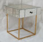 Large Size Square Mirrored Coffee Table Antique Gold Leaves Finish