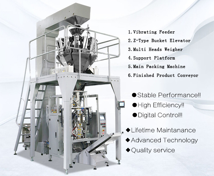 Automatic Fruit Crisps Chips Snacks Popcorns Sunflower kernels Packing Machine