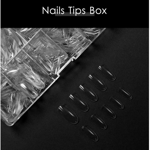 French Style Pure Only 500pcs Clear/nature Practice Display Thin Round Shape Nail Tips for Professional