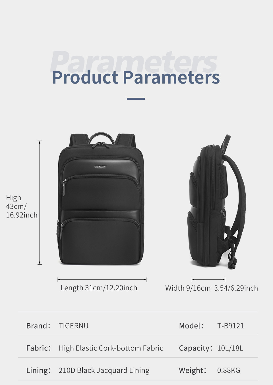 18L Business Travel Laptop Backpack Multifunction Anti Theft Mochila Daily