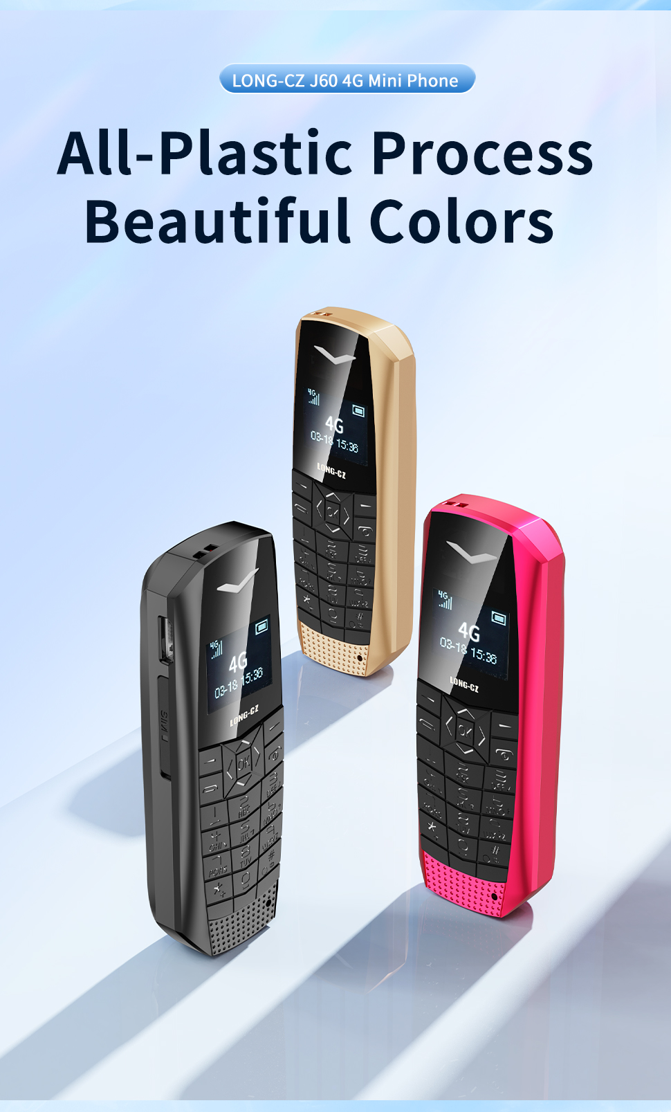 LONG-CZ J60 0.66" Mini Cellphone FM Wireless Bluetooth Handsfree Earphone Single SIM Card phone
