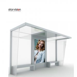 China Antirust Powder Coating Metal Smart Bus Shelter With Static Poster wholesale