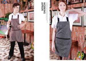 China Black And White Stripes Custom Cooking Aprons Printing / Embroidery Logo wholesale
