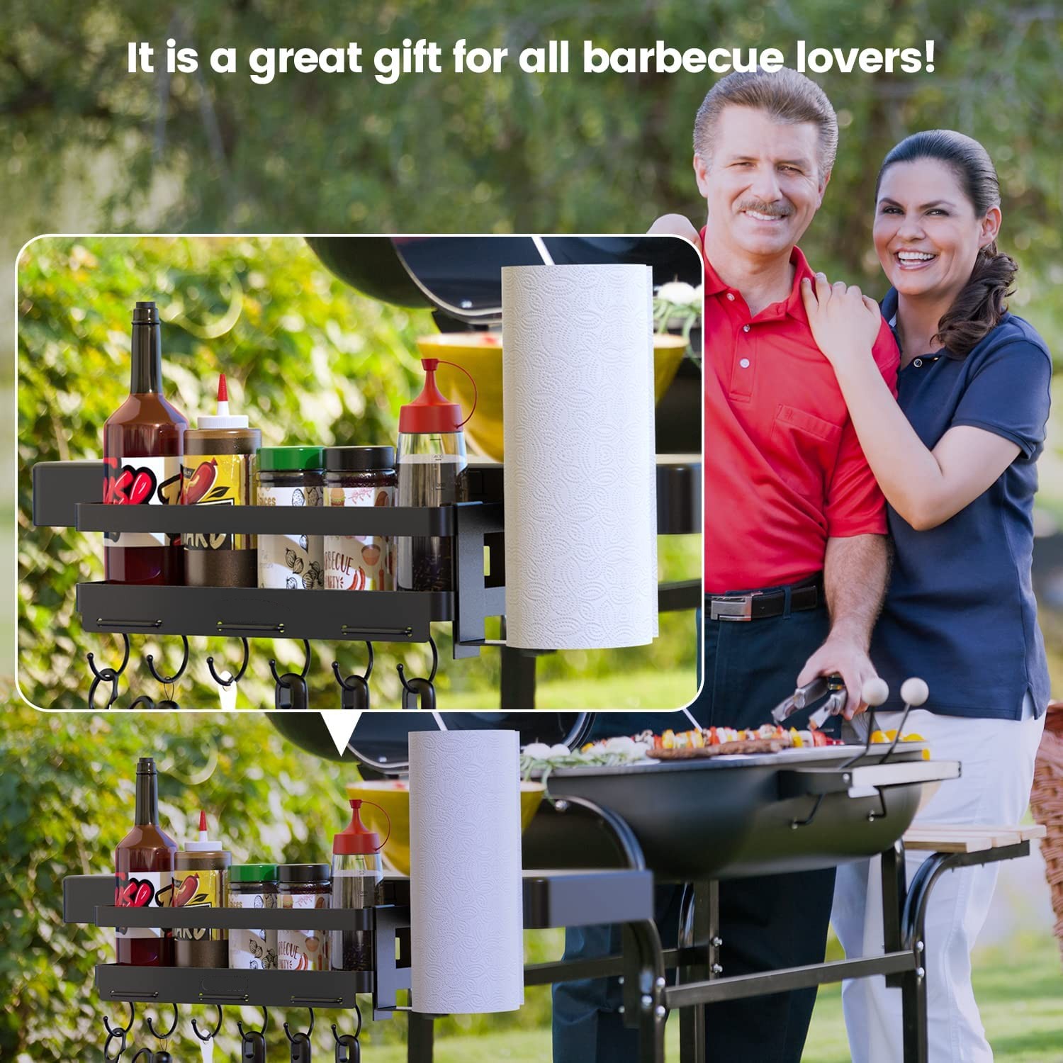 BBQ Accessories Storage Box with Magnetic Tool Holder Paper Towel Holder for 28"/36" Griddles