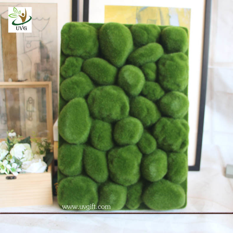 UVG factory direct sale decorative flocking foam artificial moss in green for home garden landscap GRS038
