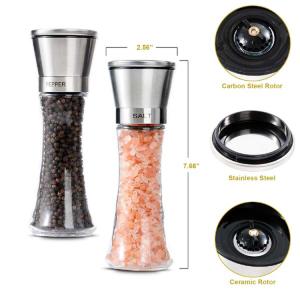 China Glass Bottle 192mm 277g 180ml Manual Salt Grinder wholesale