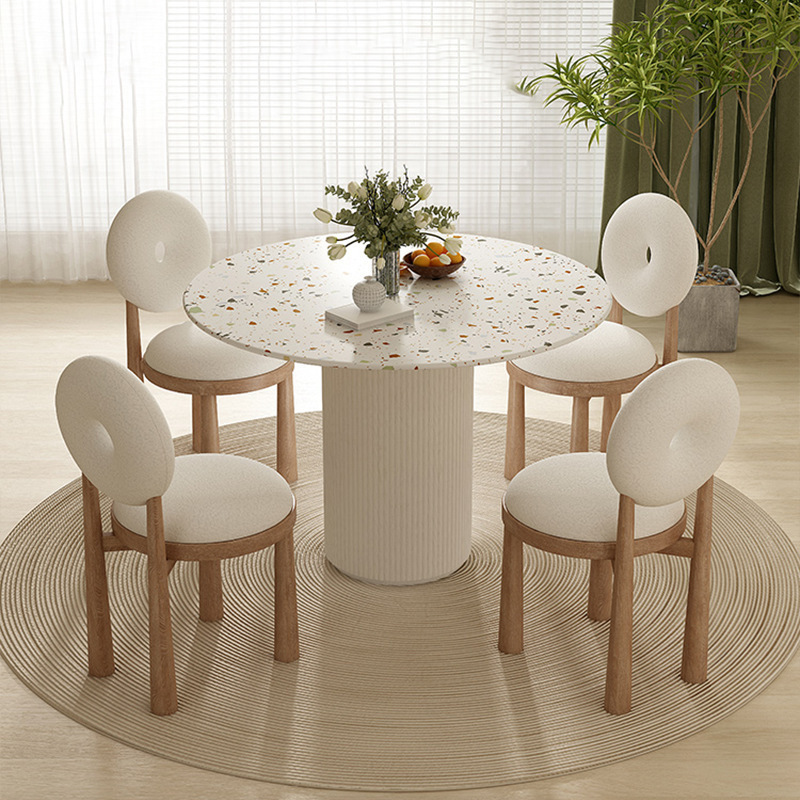 Oak Wooden Cashmere Dining Chairs Lamb Velvet For Modern Office