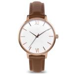 Brass Dial RHOS Women Leather Quartz Watch Mineral Hardlex