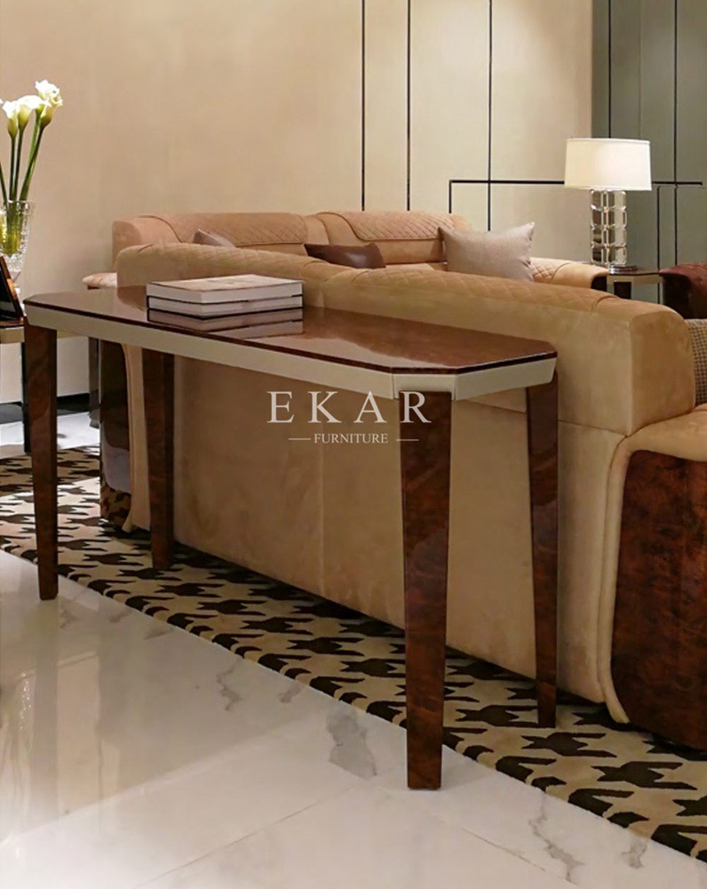 Deluxe European Stainless Steel Marble Top Hallway Console Table W003H8