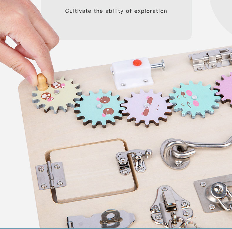 Wooden Montessori Teaching Aids for Kids Learning Macaron Colors Puzzle Unlocking Toy