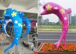 Outdoor Fiberglass Animal Statues Customized Color Cute Dolphin Statues