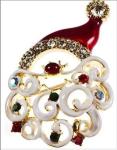 Christmas CZ / 925 Silver Brooch Round Red Shape CZ Pin Brooch For Anniversary