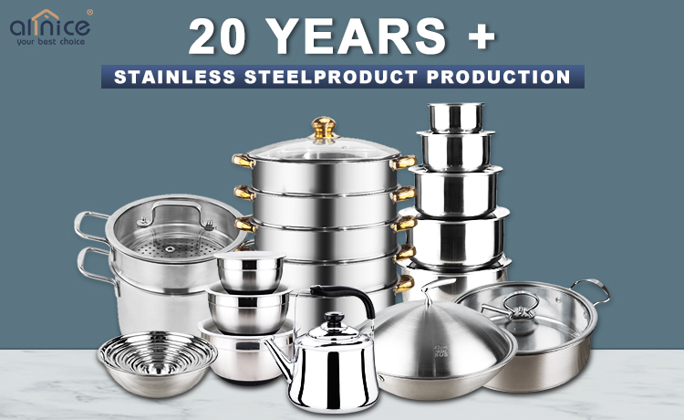 Home Kitchen Stainless Steel Cookware Set 3pcs With Lid