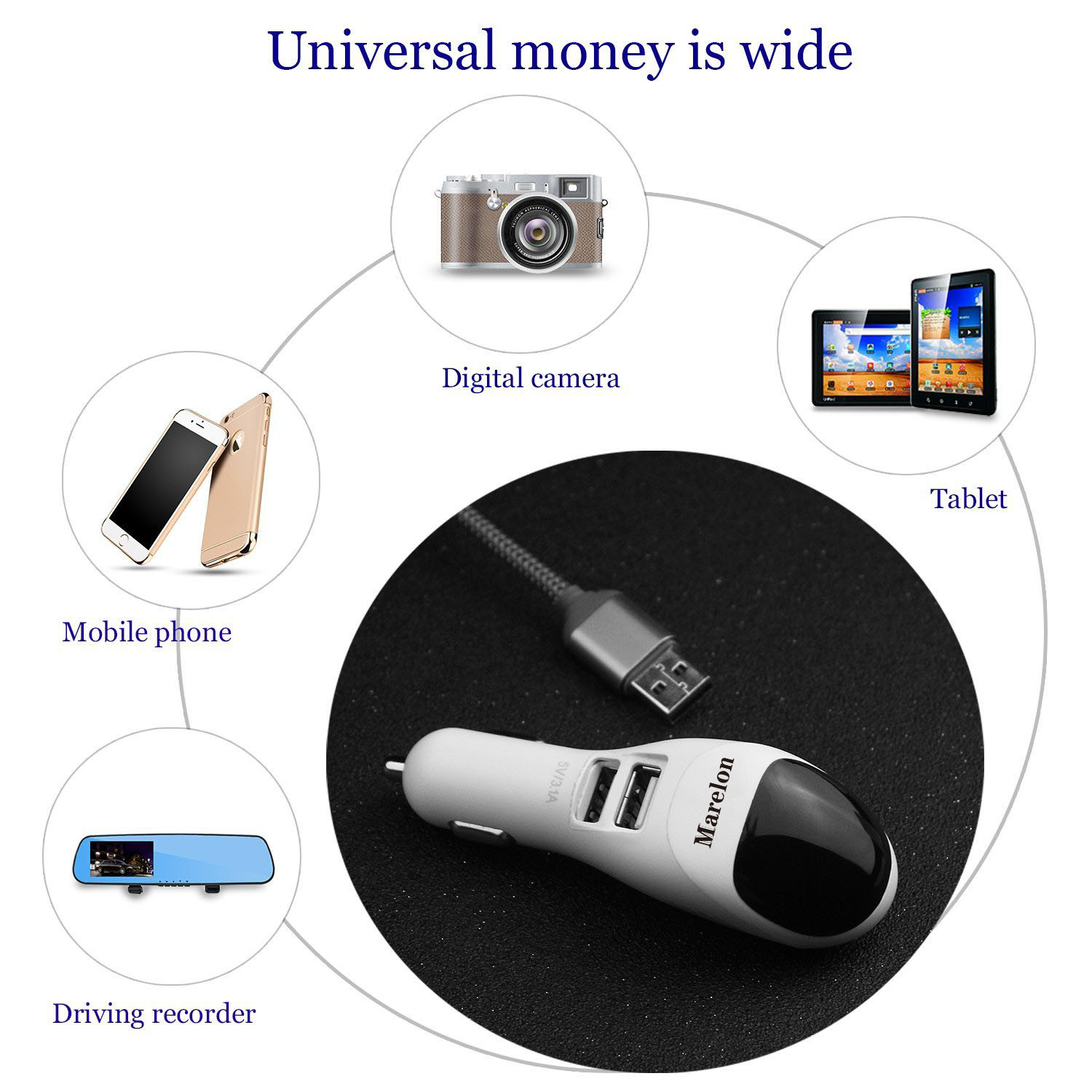 2 USB Port Smart Car Charger With Ionic Air Cleaner Ionizer , Car Air Purifier