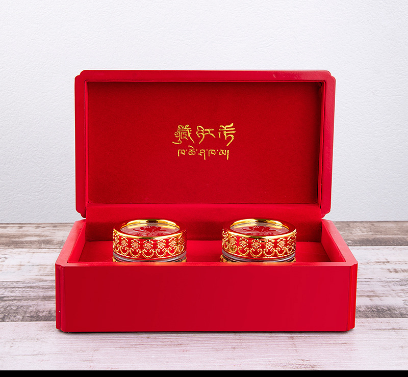 MDF wooden box for tea canister rectangle wooden tea box Storage Gift Red Packaging Wooden Box with velvet insert