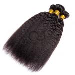 Natural Black Kinky Straight Remy Human Hair Bundles Sew In Weave Bundles