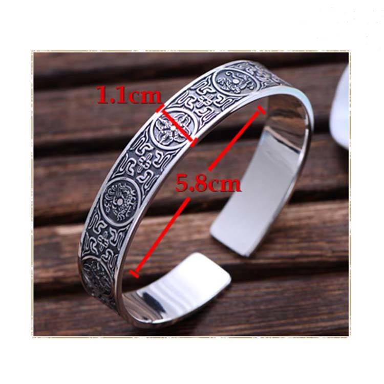 Retro Sterling Silver Cuff Bangle Bracelet for Men and Women (XH056470W)