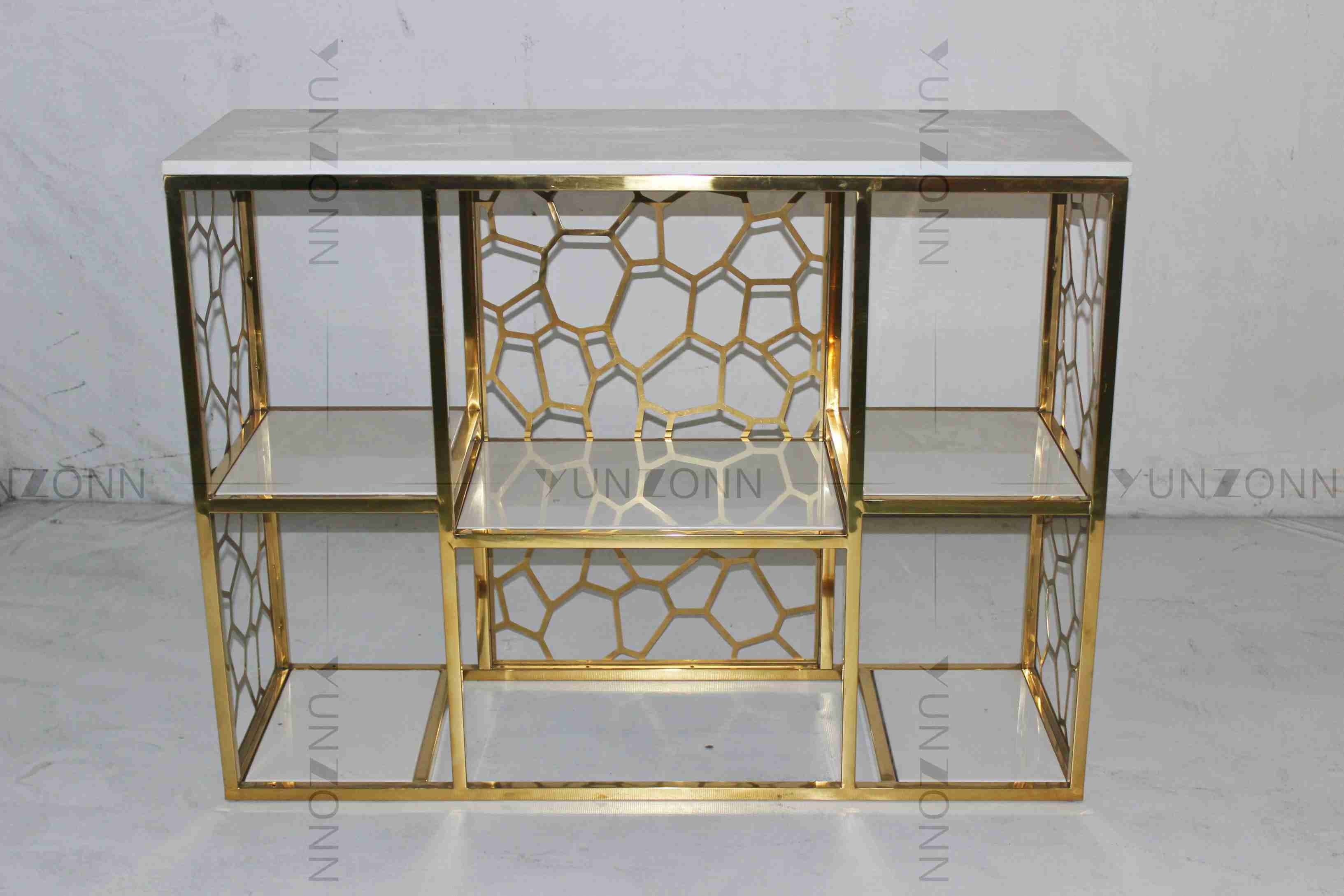 Antirust Stainless Steel Console Table Tubular Stylish Tea Table Decorative For Living Room