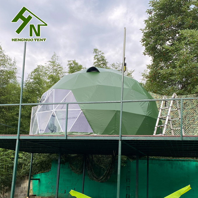 Wholesale Price Green Canvas Geodesic Dome Tent For Glamping