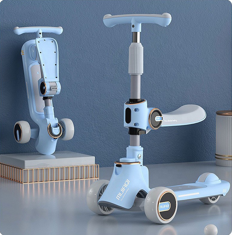 Plastic Self-balancing Electric Scooters 3 Wheel Kick Scooters for Kids Age 2-4 Years