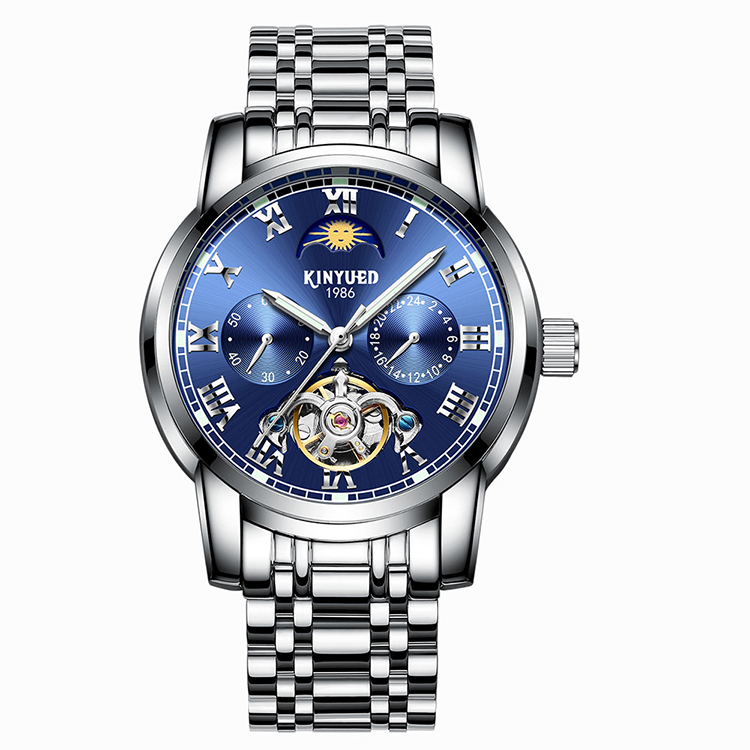 Luxury Mechanical Wrist Watch Tourbillon Automatic Movement Mens Skeleton Moon Phase Automatic Mechanical Watch