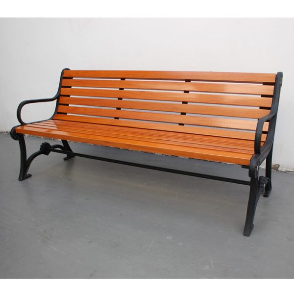 1800mm Solid Timber Outdoor Bench Seat , Traditional Wooden Bench With Steel Frame