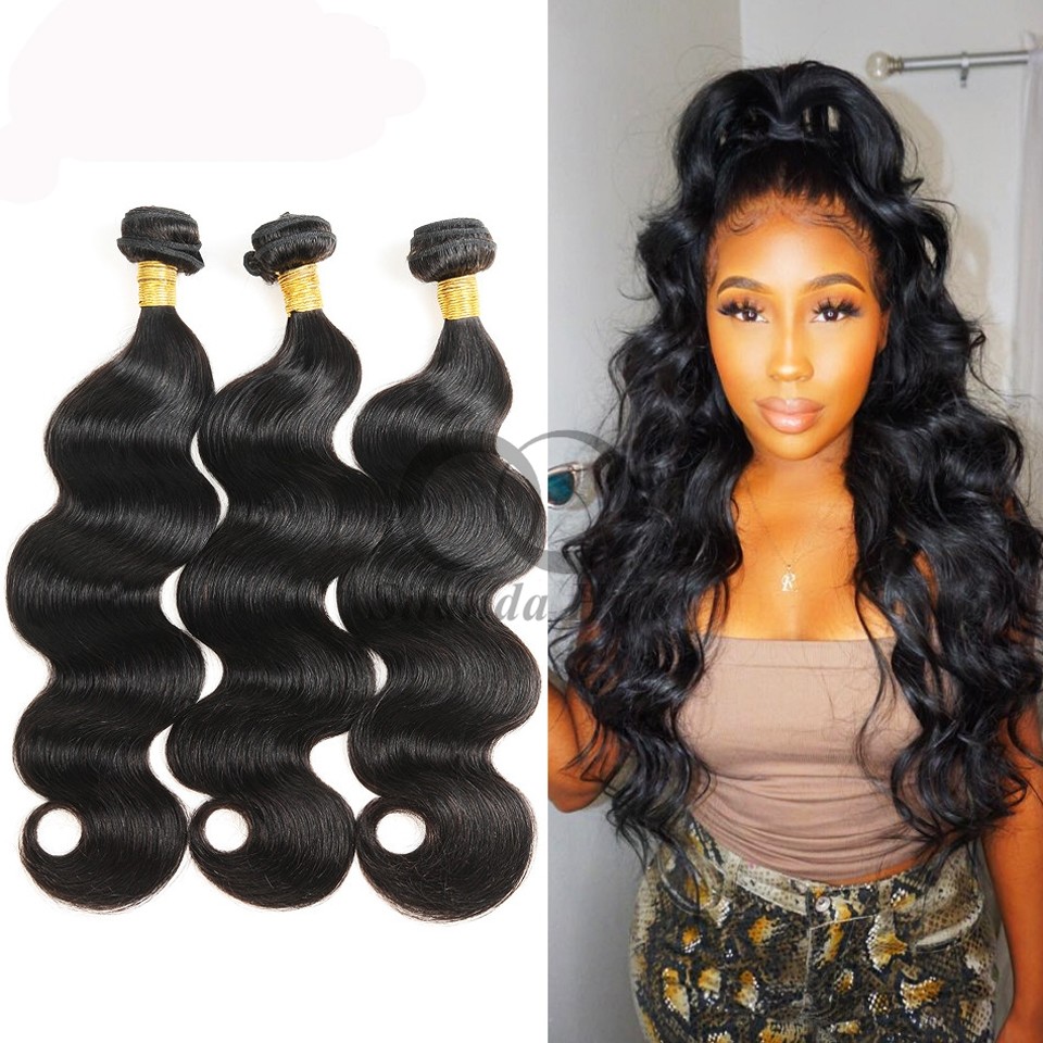Natural Black Body Wave Remy Human Hair Bundles Sew In Weave Bundles Brazilian Bundle Deals