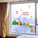 Indoor Decoration Christmas Wall Stickers PVC 3D Santa Claus Drive Train Pattern