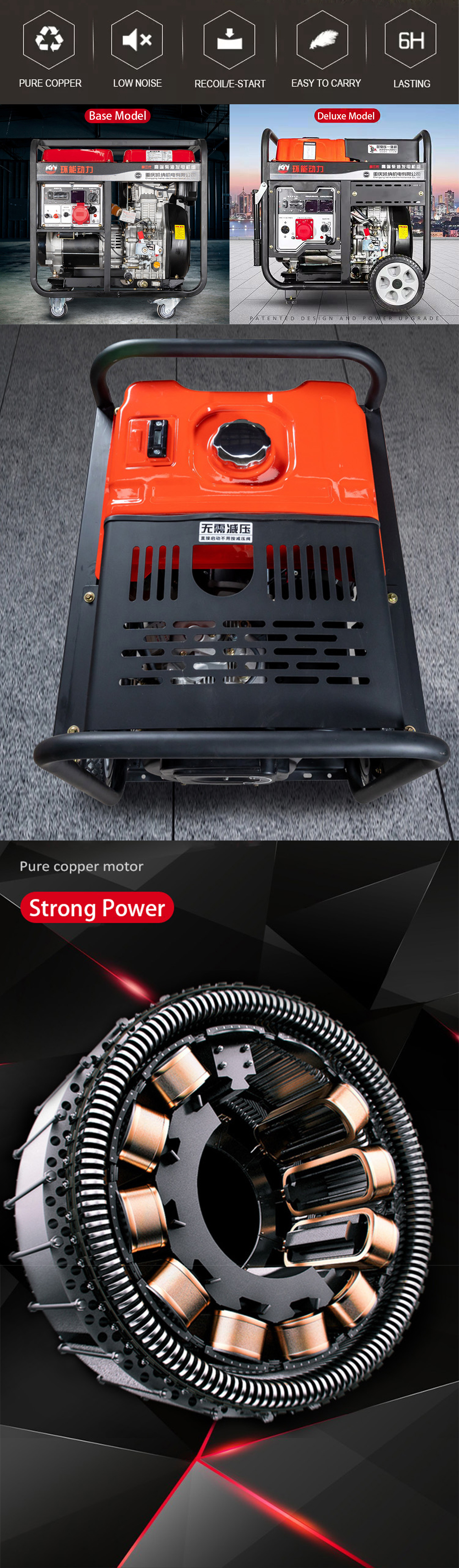 3KW Diesel Power Generators Electric Start Diesel Generator HN3500