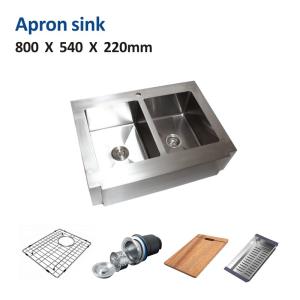 China 16 Gauge Brushed 31 Inch Undermount Apron Kitchen Sink Double Bowl 80x54 wholesale