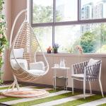 High Quality Balcony Handmade PE Rattan Swing Hanging Basket Chair