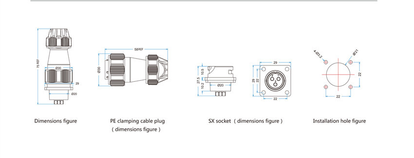 7pin power connector circular connector male to female power connector with panel mounting installation