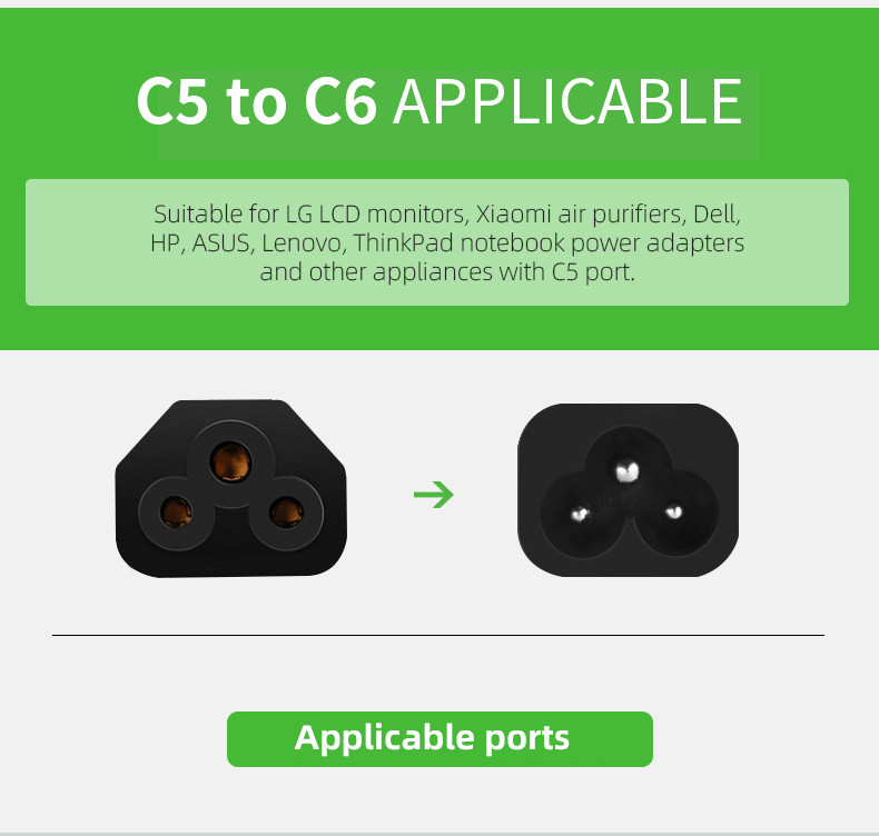 Custom 3 Pin UK Power Cord Cable Laptop Electric Plug 3x0.75mm2