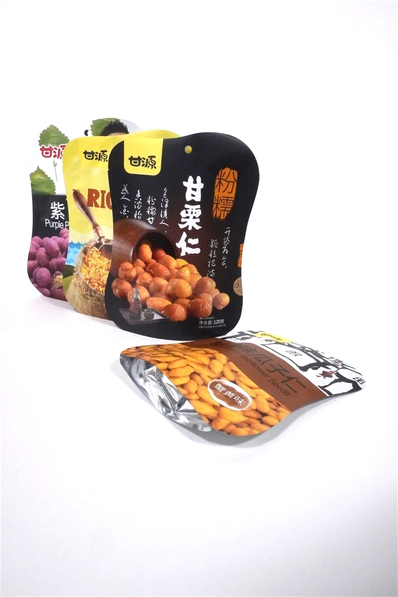 Printing Aluminum Foil Barrier Shape Plastic Laminated Special POS Bag For Nuts