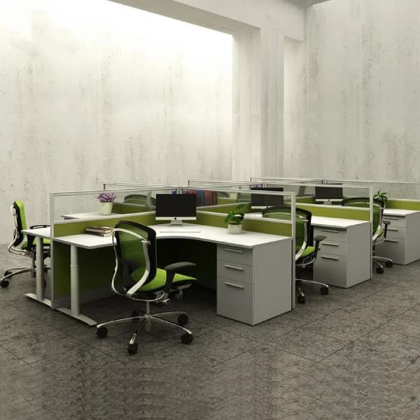 30mm Office Workstation Desks Grey Color 4 Cubicle Workstation