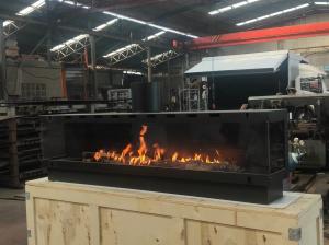China Three-sided gas fireplace European Black Matte Propane Gas Natural Gas Fireplaces Carbon Steel wholesale