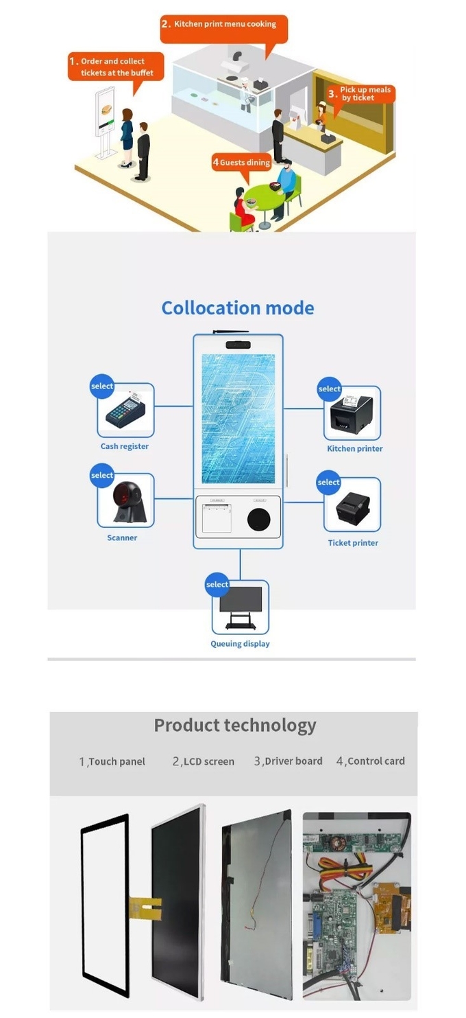 QR Code 21.5 Self Service Payment Terminal Cashless Self Service Terminal Kiosk
