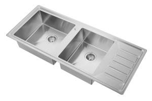 China 1200mm Length Handcraft Kitchen Sink With Drainboard Double Bowl wholesale