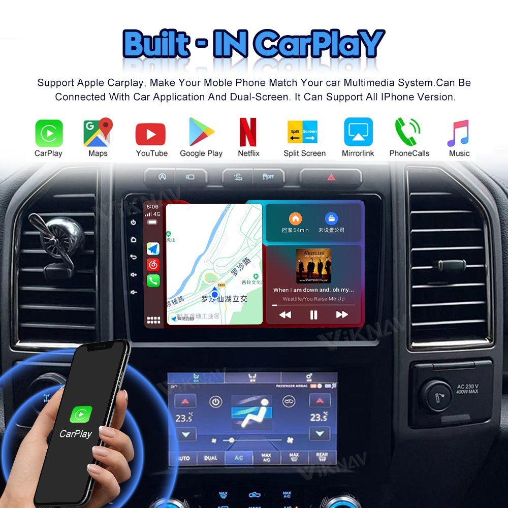 LCD Multimedia Ford Android Radio With AC Screen Car Climate Control Year 2015-2021