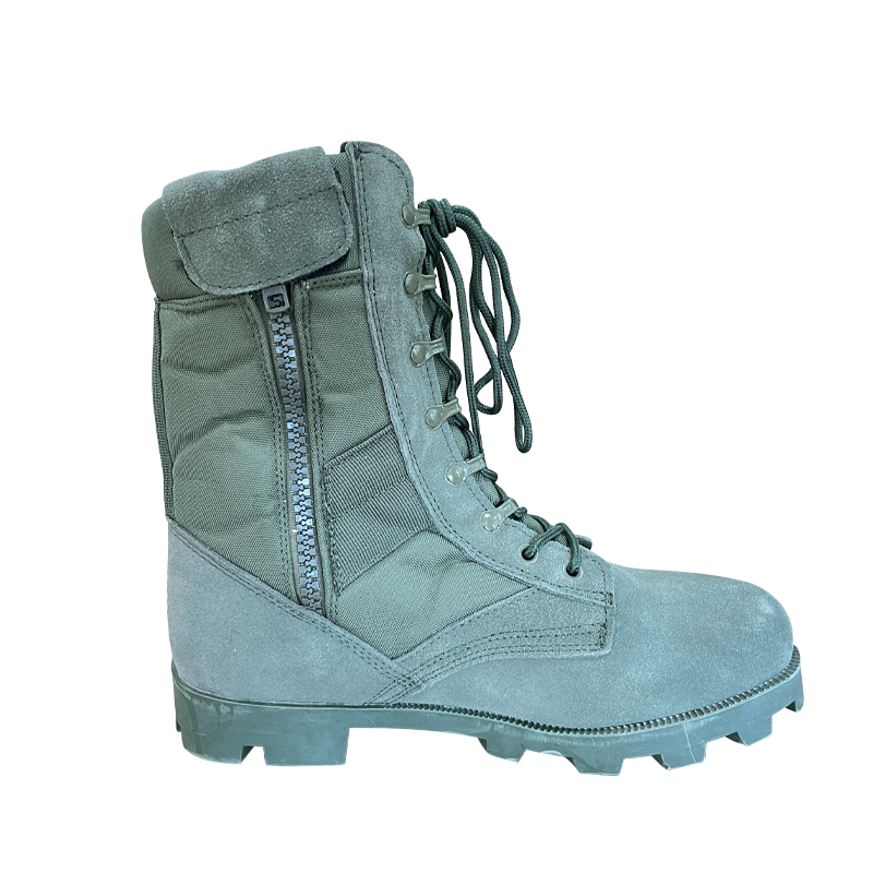Blue Cowhide Fleece and Rubber Training Boots for Men Comfortable Ankle Length Shoes