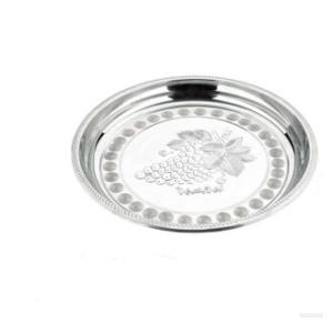 China Kitchenware Stainless Steel Round Tray Embossed Silver Color Fashional Design wholesale