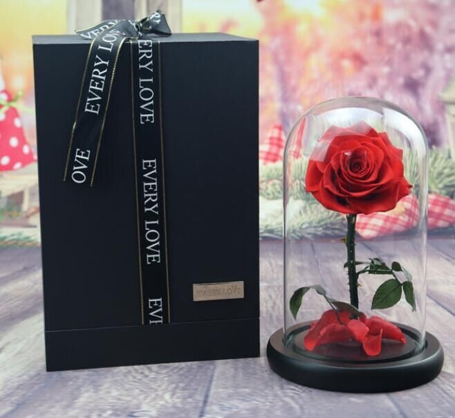 Best Valentines Day Gifts Multiple Colours Preserved Everlasting Real Rose Flower in Glass Dome